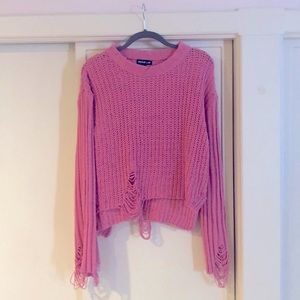 Distressed Pink Tobi Sweater